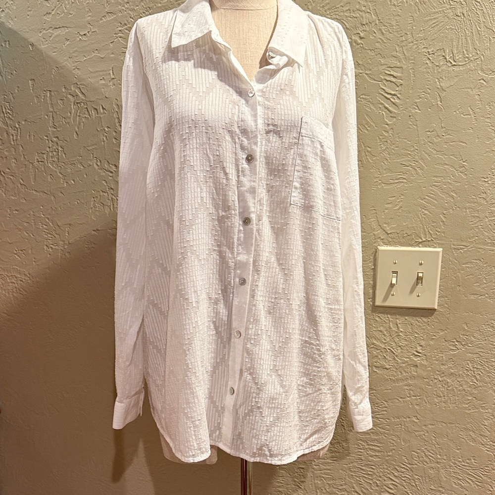 J. Jill White Textured Blouse